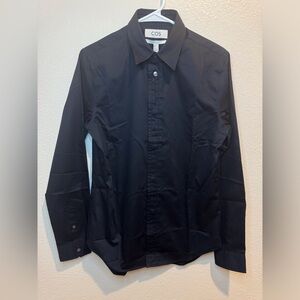 COS NWT Men’s Black Button-Up Cotton Shirt Size 14 1/2.‎